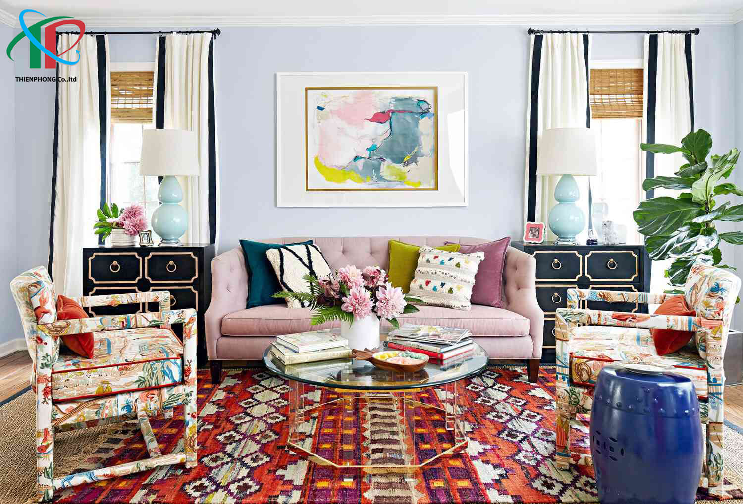 cach-trang-tri-phong-khach- voi-cac-loai-vai-thu-vi