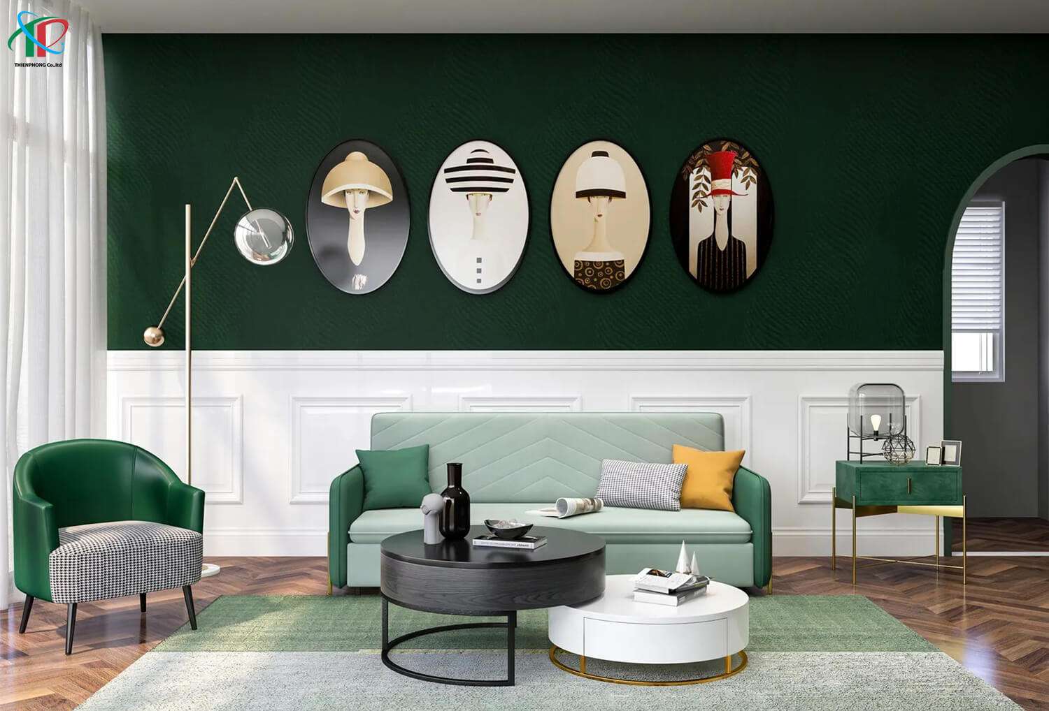 phong-khach-voi-tong-mau-trang-va-xanh-la-cay