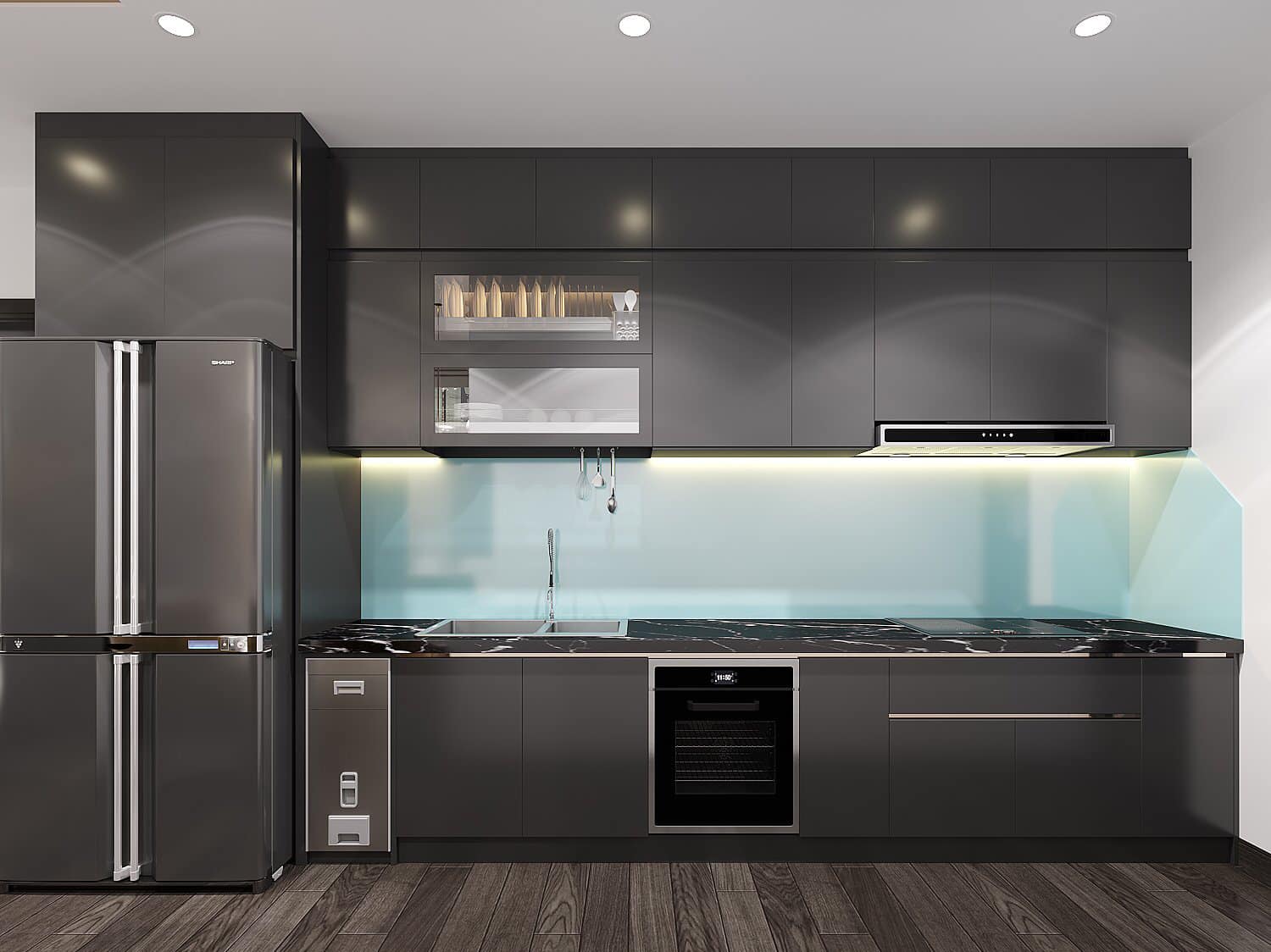 Mẫu Tủ Bếp Đẹp hình Chữ i