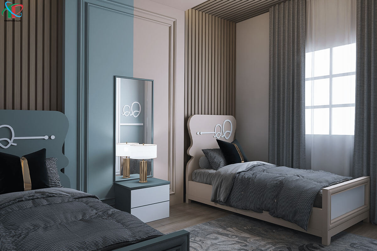 mau-phong-ngu-doi-cho-be-trai-va-be-gai-mau-xanh-va-nau-1