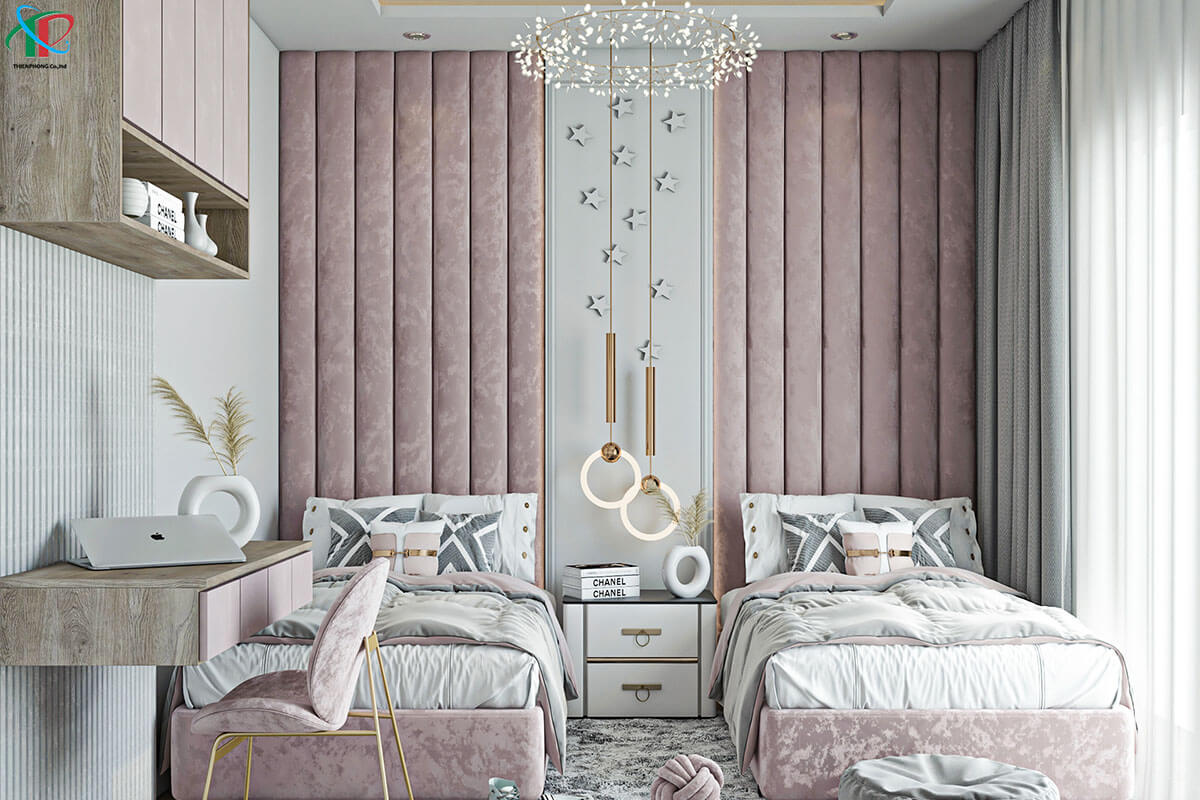 phong-ngu-ket-hop-mau-hong-va-xanh-da-troi-nhat