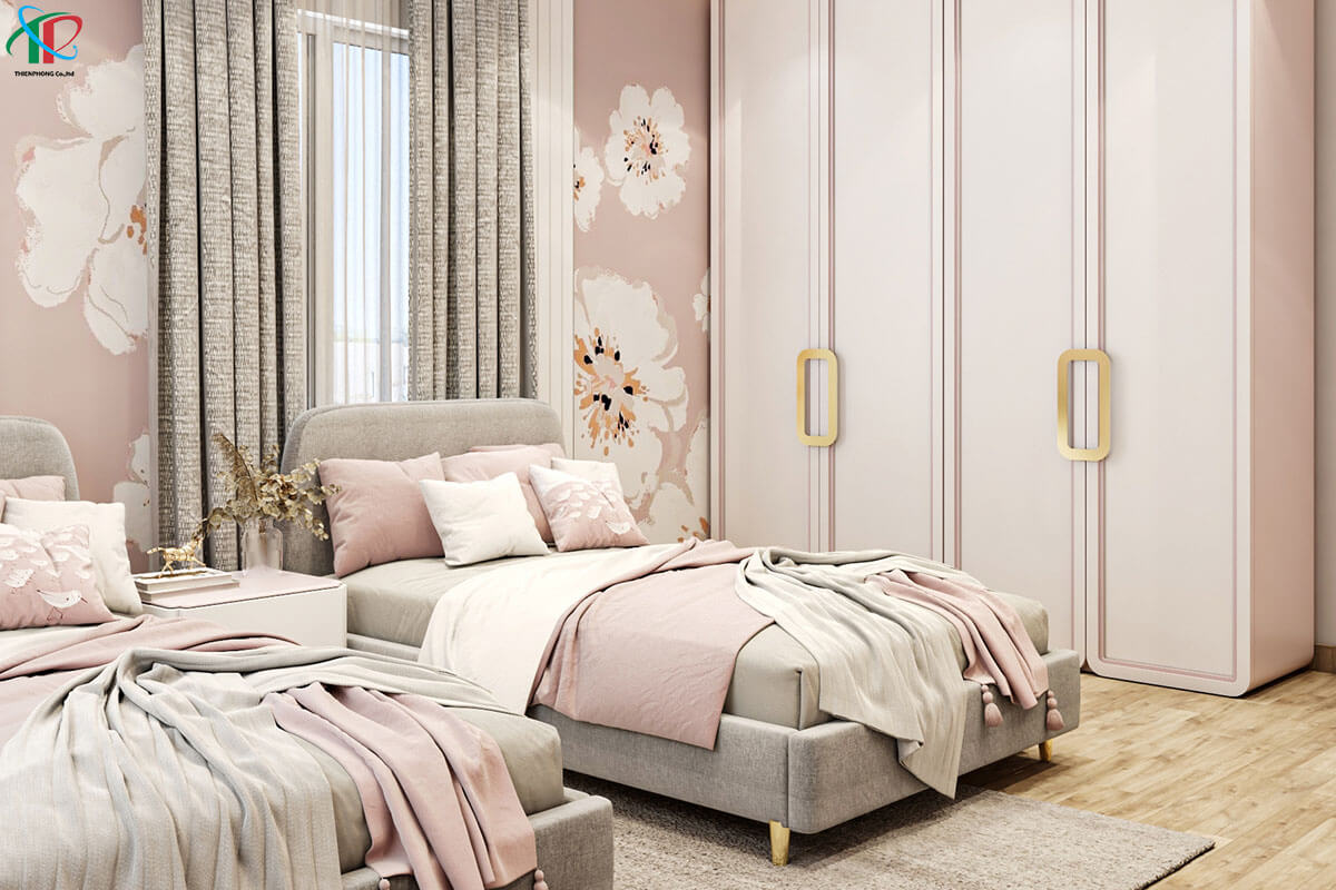 phong-ngu-mau-hong-voi-buc-tuong-hoa-1